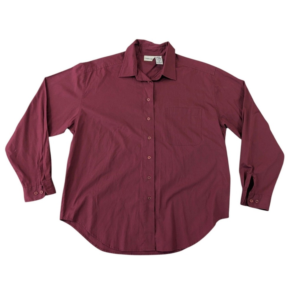 Cabin Creek Womens Large Burgundy Button Down Long Sleeve Shirt Cotton‎ Blend